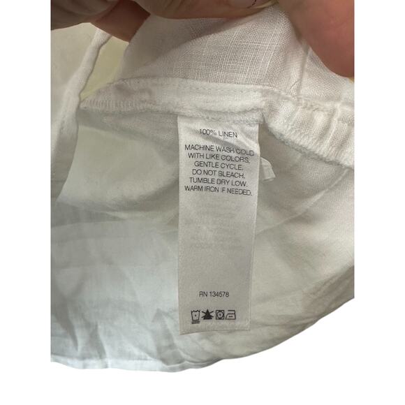 Vineyard Vines White & Gold Pleated Linen Tunic Women's Size Large - Picture 7 of 7